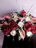 Headstone Saddle, Memorial Flowers, Spring Memorial Flowers, Gravesite Spray, Memorial flowers, Tombstone flowers, Pink Hibiscus sympathy flower