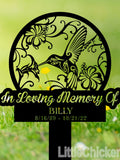 Hummingbird Memorial Stake Personalized, Hummingbird and Flower, Metal Stake, Sympathy Sign, Grave Marker, Garden Decor, In Loving Memory sympathy flower