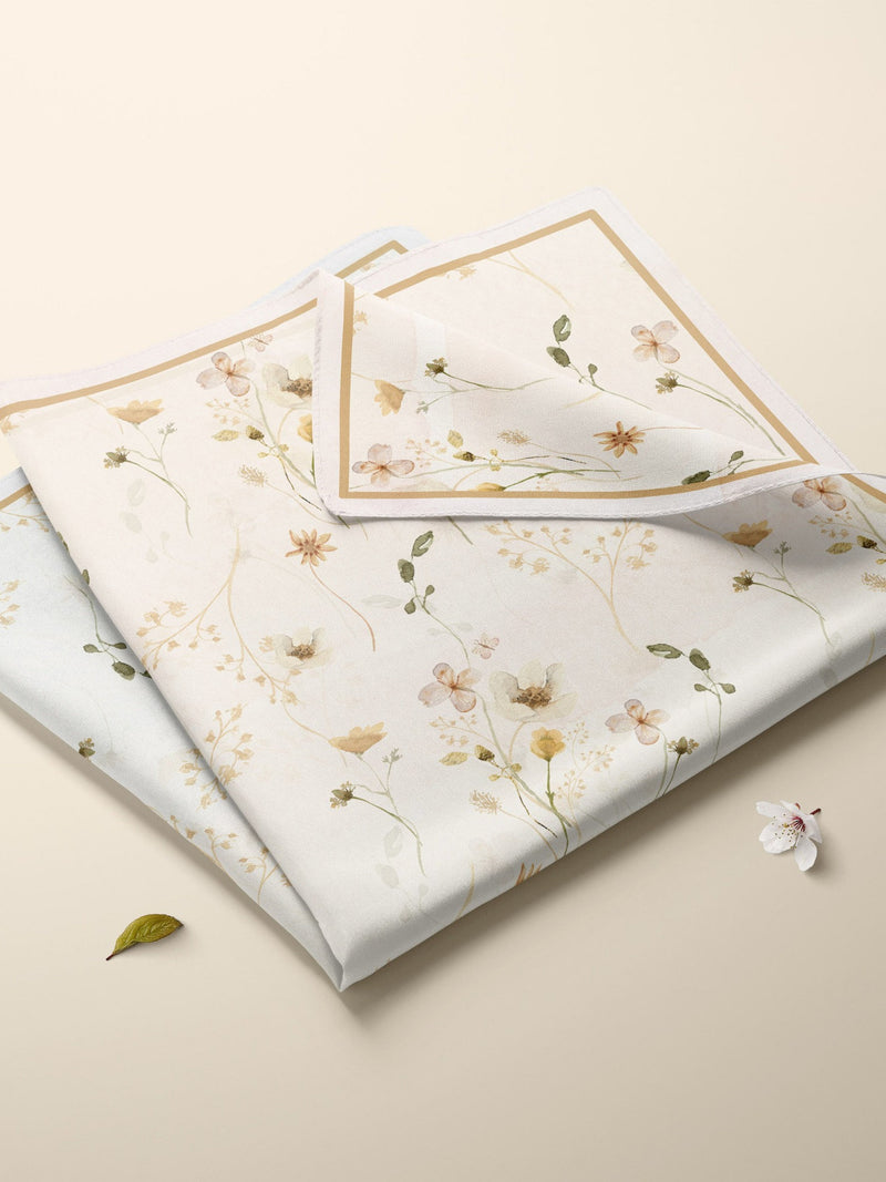 Botanical Silk Scarf: Wildflower Print, Square Habotai Scarf silk flower