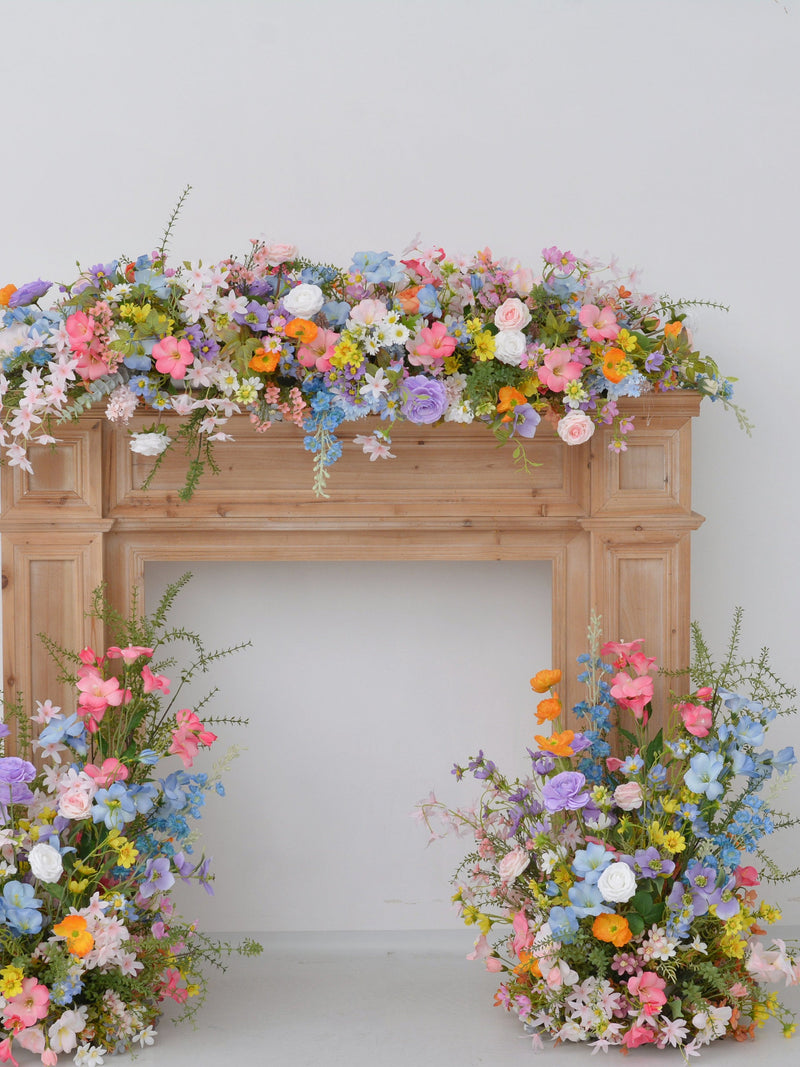 Pastel Wildflower Mantel & Floor Arrangement: Soft Pink, Peach, Lavender Decor wedding flower
