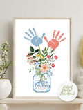 Floral Handprint Art, DIY Baby Keepsake, Birthday Flowers Gift (PDF) birthday flower
