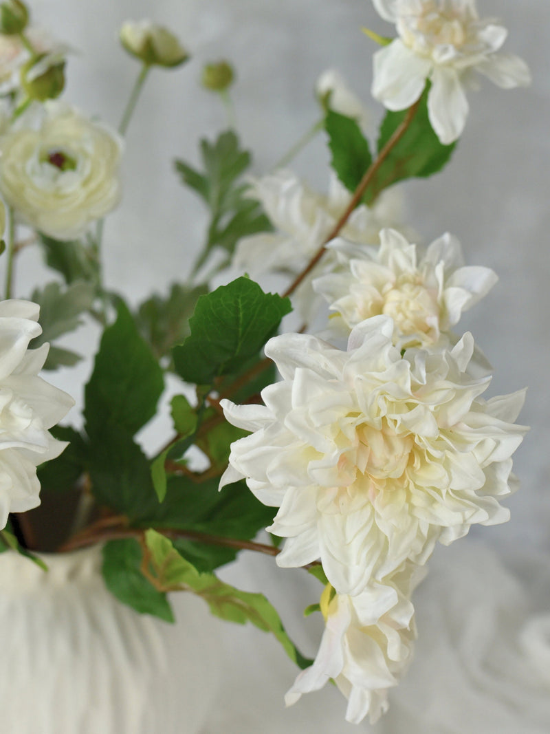 Real Touch Cream White Dahlia Flower Stem - High Quality Faux Floral / Wedding / Bouquet / Centerpieces / Arrangement / Home Decor / Gifts silk flower