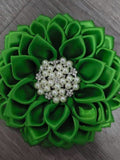Green Satin Flower Corsage Brooch with Magnetic Backing. Perfect for your Special Event! silk flower