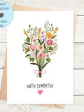 Printable Sympathy Card, Instant Download Sympathy Flowers Card, Watercolour With Sympathy Card Flowers And Heart Printable Condolences Card sympathy flower