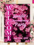 Editable Housewarming Party Welcome Sign Template, Printable New House Party Sign, Pink Flowers, Editable Template, Instant Download, PF01 house warming flower