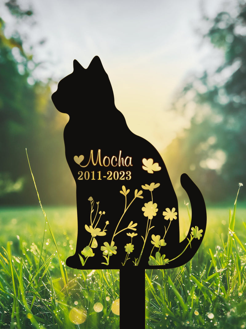 Custom Cat Memorial Stake, Cat Grave Marker, Cat Breed Metal Sign, Pet Memorial Gift, Pet Memorial Plaque, Remembrance Stake, Pet Loss Gift sympathy flower