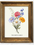 Birth Flower Bouquet Custom Digital Download Family Personalized Birth Month Flower Art Design Print Step Mom Gift, Anniversary Gift ANNIVERSARY