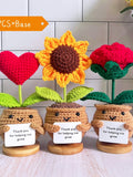 Cute Crochet Sunflower/Heart/Rose Plants,Crochet Flowers,Helping Me Grow,Emotional Support Gift,Office Desk Decor,Gift for Her/Mom/Teacher ANNIVERSARY