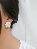 Peony Floral Stud Earrings, Bridal Flower Stud Earrings, Lightweight Wedding Flower Earrings, White Flower Earrings, Bridesmaids Earring wedding flower
