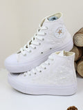 Custom Wedding Converse: White Flower Embroidered Bridal Sneakers wedding flower