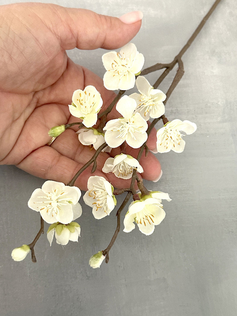 Cream Plum Blossom Pick - Artificial Flowers, Silk Blossoms silk flower