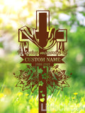 Custom Cross Memorial Metal Stake, Personalized Floral Metal Stake, Sympathy Sign, Grave Marker, Remembrance Stake, Garden Decor, Cross Sign sympathy flower