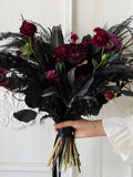 Gothic Silk Flowers Black Purple Pampas Grass wedding bouquet Dried Bridal bouquet/Dry Flower bouquet,Bohemian Brides,Bridesmaid bouquet wedding flower