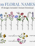 Wildflowers Personalized Name SVG, PNG bundle 19 graphics, Birth month wild flowers svg files Birthday Flower clipart Botanical birthday flower