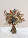 Terracotta&Burnt Orange Theme Dried Flowers Bridal Bouquet, Autumn Wedding Bouquet, Natural Thistle Eucalyptus Leaf Mixed Wedding Bouquet wedding flower