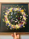 Handmade Pressed Flower Wall Art: Monet Garden Botanical ANNIVERSARY