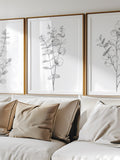 Eucalyptus Set of Three Prints Floral Sketch Botanical Wall Art - Hand Drawn Modern Decor House Warming Gift Printable Instant Download house warming flower