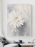 Gray and White Abstract Minimalist Wall Art White Texture Abstract Flower Painting Minimalist Abstract Painting Modern Decorative Painting ANNIVERSARY