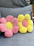 SET OF 2 Colorful Plush Pillows , 35CM Flower Shape Stuffed Cushions Set, Pink Yellow Handmade Gift for Girls Baby , Home Decor Housewarming house warming flower