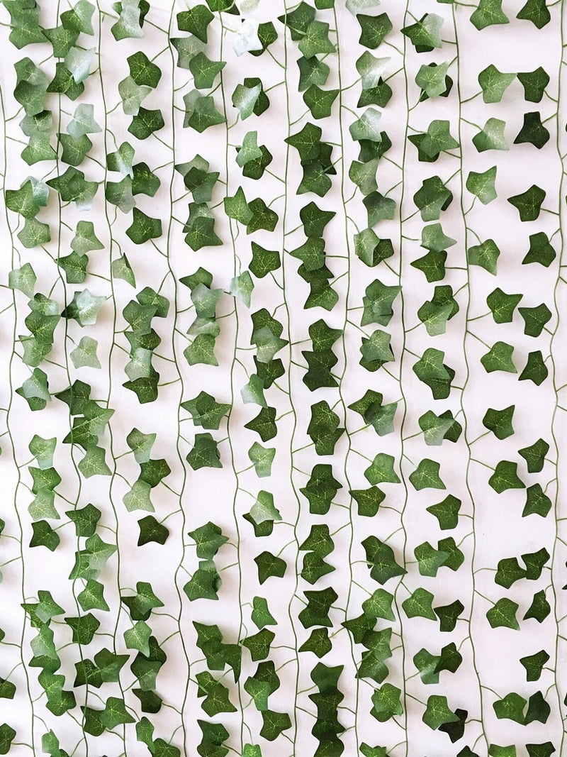 Long Artificial Vines Ivy Leaf Plants Hanging Garland Faux Fake Foliage Flower Boho Home Garden Christmas Wedding Party Wall Decor, Green faux plants