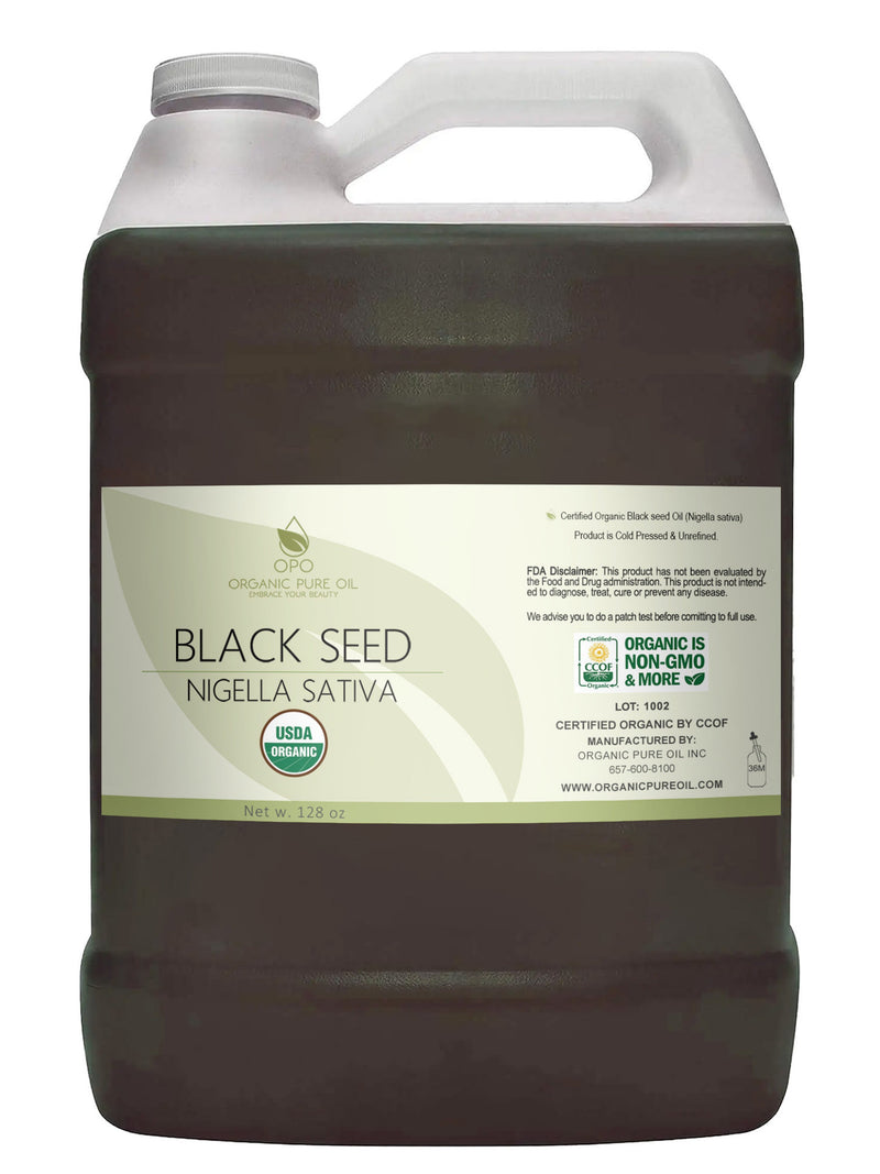 USDA Organic Unrefined Egyptian Black Seed Oil: Cold Pressed, Carrier DIY Cosmetics (1Gal) -Bulk seeds bulk