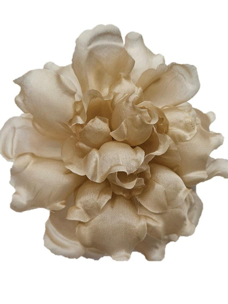 M&S Schmalberg 4.5" Champagne Flower Gardenia Flower Silk Millinery Fabric Flower Brooch Pin silk flower