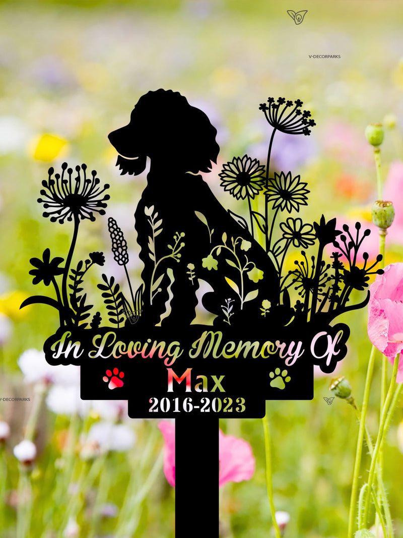 Personalized Poodle Dog Memorial Stake, Metal Stake, Poodle Sign, Sympathy Sign, Pet Grave Marker,Remembrance Stake,Garden Decor, Dog Flower sympathy flower