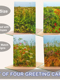 Wildflower greeting card set (pack of 4) with kraft envelopes, landscape floral scenes