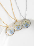 Forget Me Not and BabyÕs Breath Flower Necklace, Multiple Miscarriage Gift, Handmade Real Flower Necklace, Baby Loss Gift, Grieving Mom Gift ANNIVERSARY
