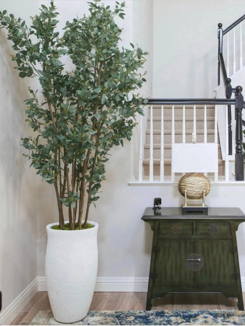 8' Faux Eucalyptus Tree, Eucalyptus Tree in Modern Planter, Modern Planter, Artificial Eucalyptus Tree faux plants