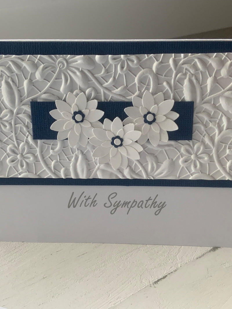 Embossed Sympathy Card: Handmade Flowers sympathy flower