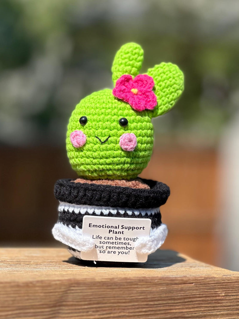 Crochet Knitted Emotional Support Plant , Cute Handmade Cactus , Home Decor Housewarming Gift for Her, Artificial Flower for Desktop , Car house warming flower