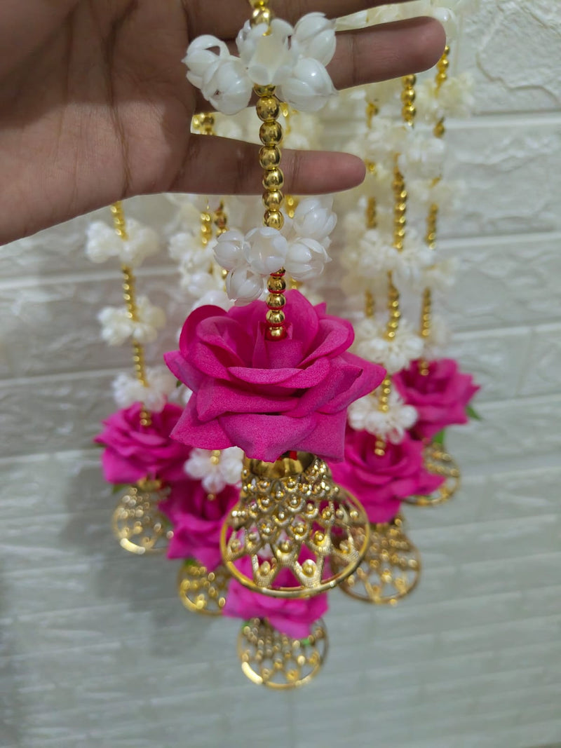 Pack of 10- 100 Jasmine/Mogra Flower 4 Feet Long Garlands | Rose-Style for Weddings, Mandap DŽcor, Mehndi, South Indian Housewarming DŽcor house warming flower