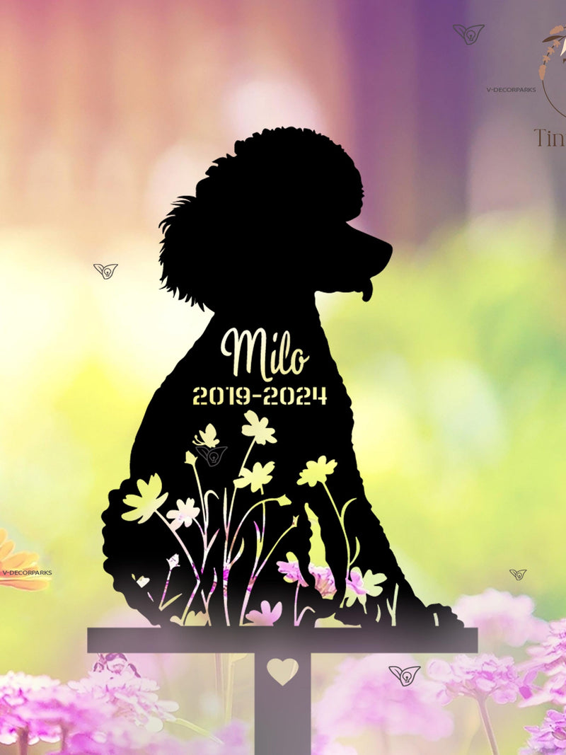 Personalized Poodle Dog Memorial Stake, Poodle Sign,Garden Decor, Dog Flower, Metal Stake, Sympathy Sign, Pet Grave Marker,Remembrance Stake sympathy flower