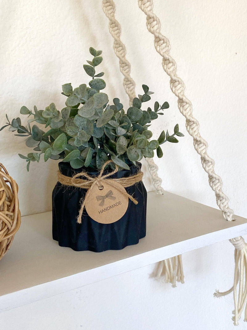 Faux Eucalyptus Plant in Handmade Concrete Pot - Artificial Plant - Rustic, Farmhouse, Boho Decor Fake Plant faux plants