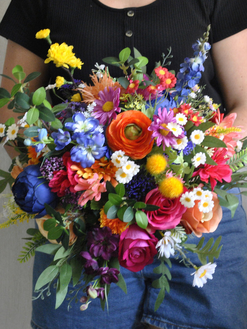 Wildflower bridal bouquet, Jewel tone bouquet, Colorful  bouquet, Summer wedding Bouquet