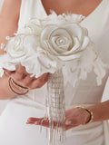 Elegant Crystal and Pearl Embellished Rose Bouquet Ð Perfect for Bridal, Quincea–era, or Proposal Bouquet