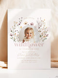 Editable Wildflower Invitation for Girl Flower Birthday Digital Invitation Template Wild Flower Invite Instant Download First Birthday Boho birthday flower