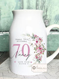 Personalised gift Birthday gift Special Birthday Milestone 21 30 40 50 60 70 Any age Floral Ceramic Small Vase Jug Mug Mum Friend Nanny birthday flower