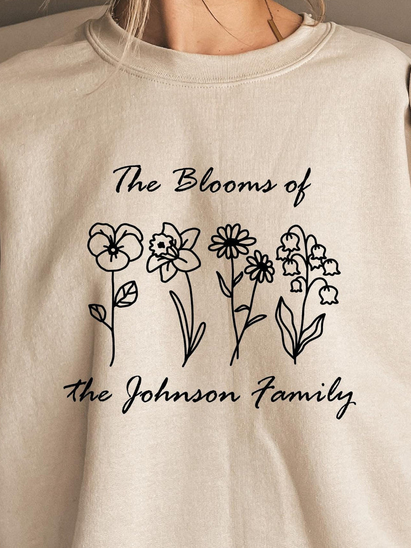 Custom Birth Month Flower Sweatshirt: Personalized Family Gift birthday flower