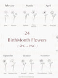 Birth Month Flower SVG Bundle: Floral Botanical Designs (SVG, PNG) birthday flower