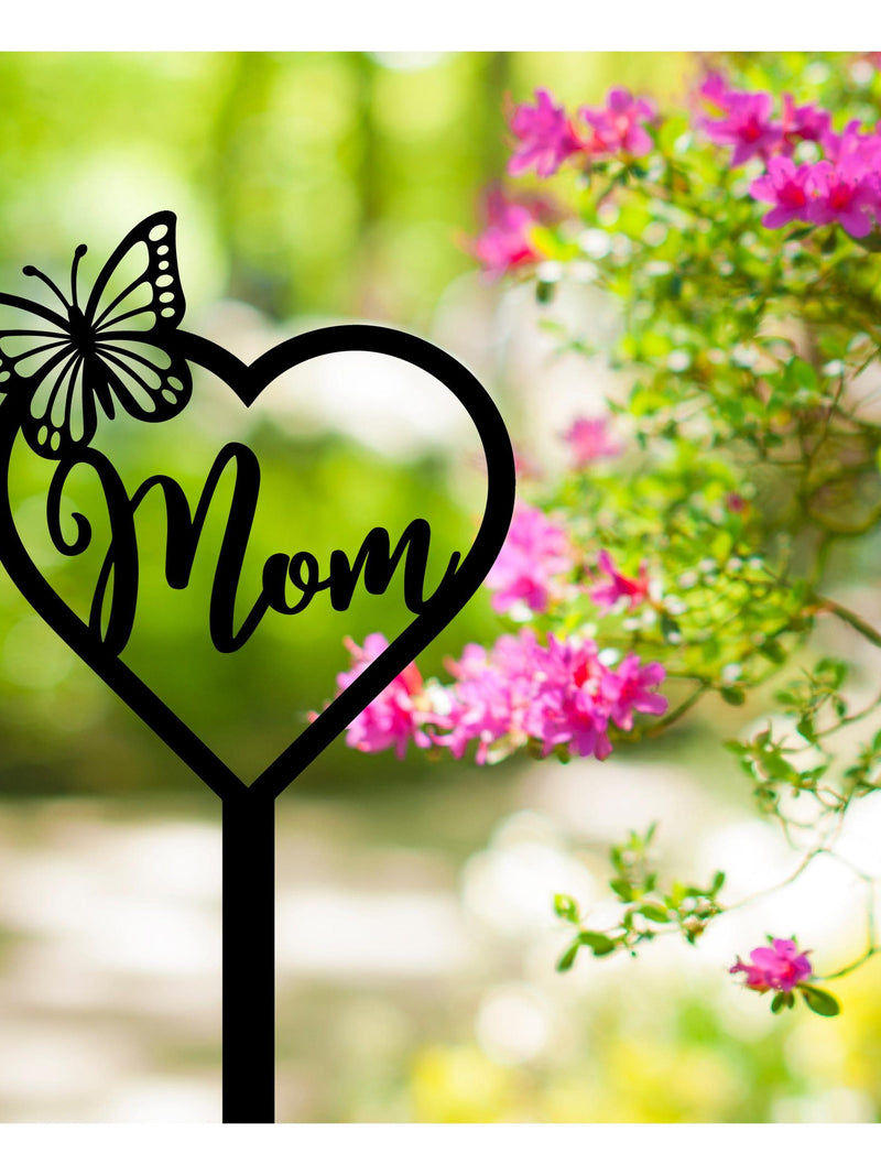 Mom With Butterfly Memorial Stake, Garden Sign, Grave Marker, In Loving Memory, Sympathy Sign, Remembrance Stake, Mom Loss sympathy flower