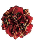 M&S Schmalberg 3.5" Silk Red Tartan Plaid Opened Rose Fabric Flower Brooch Pin silk flower
