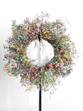 Cottagecore Dried Baby's Breath Wreath with Colorful Preserved Gypsophila, Perfect Gift, One-of-a-Kind Coquette Home Accent for Door or Wall house warming flower