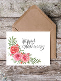 Handmade Watercolor Roses Anniversary Card ANNIVERSARY