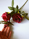 Burgundy Silk Rose Stem: 25" Faux Floral Arrangement Silk grave flowers silk flower