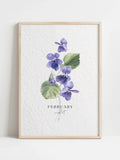 Watercolor February Violet Birth Month Flower Vintage Floral Art Print, Minimalist Home Decor, Botanical Illustration Wall Poster birthday flower