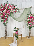Fuchsia, Bright Pink Flower Arch for Wedding, Wedding Swag, Wedding Backdrop, Arbour Decor, Gazebo Flowers,Roses, Jasmine, Baby's Breath wedding flower