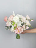 Pink and White Bridal Bouquet, Boho Wedding Bouquet,Bridesmaid Bouquet, Design in Peonies, Ranunculus,Lisianthus,Sweet Pea Blossom and Tulip Bouquet