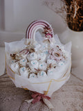 Diaper bouquet/ Girl/ Diaper cake/ Macrame rainbow/ Gift for birth Bouquet